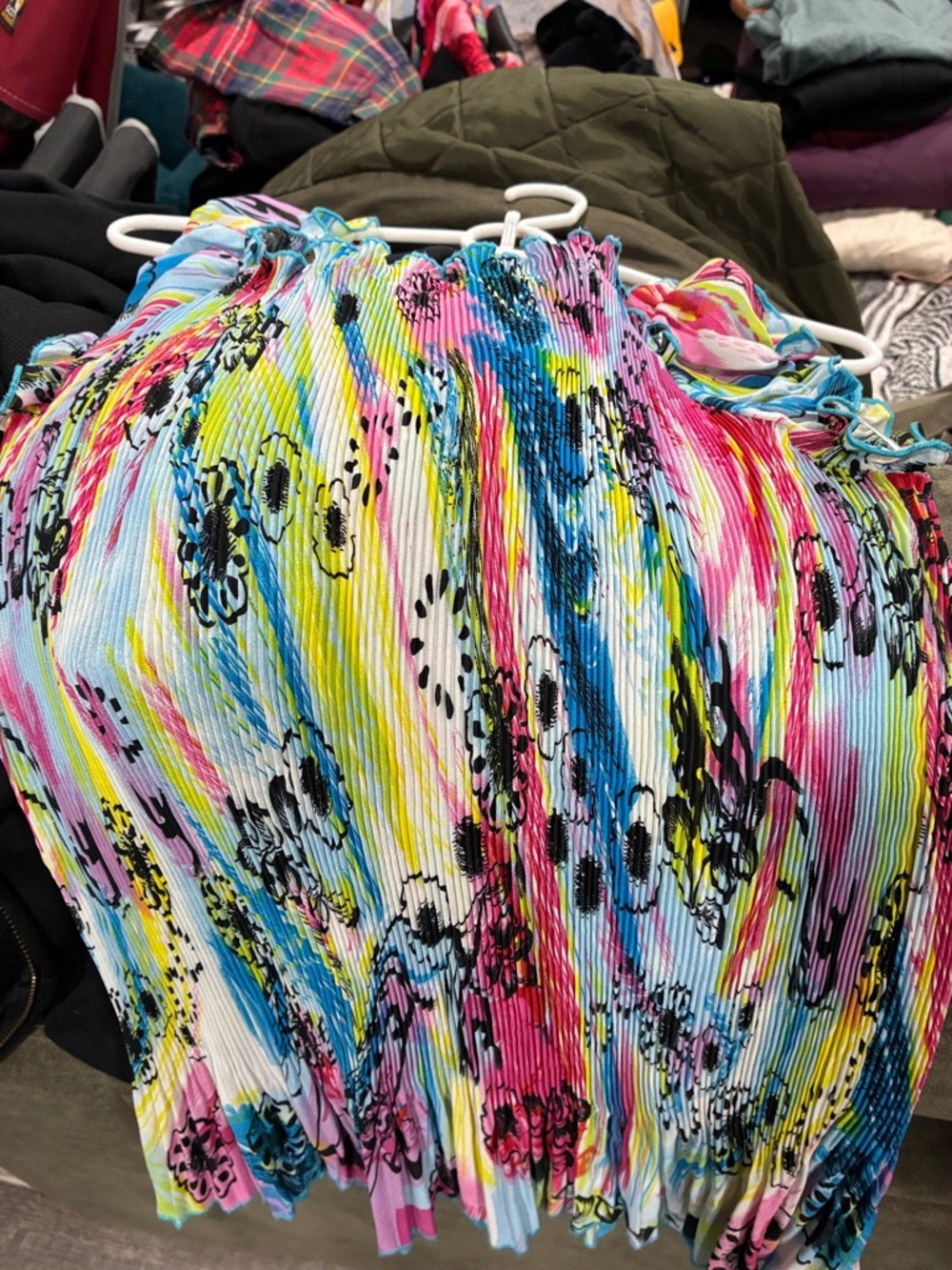 Colorful Pleated Ruffle Strap Mini Dress - Multicolor - Picture 2 of 3